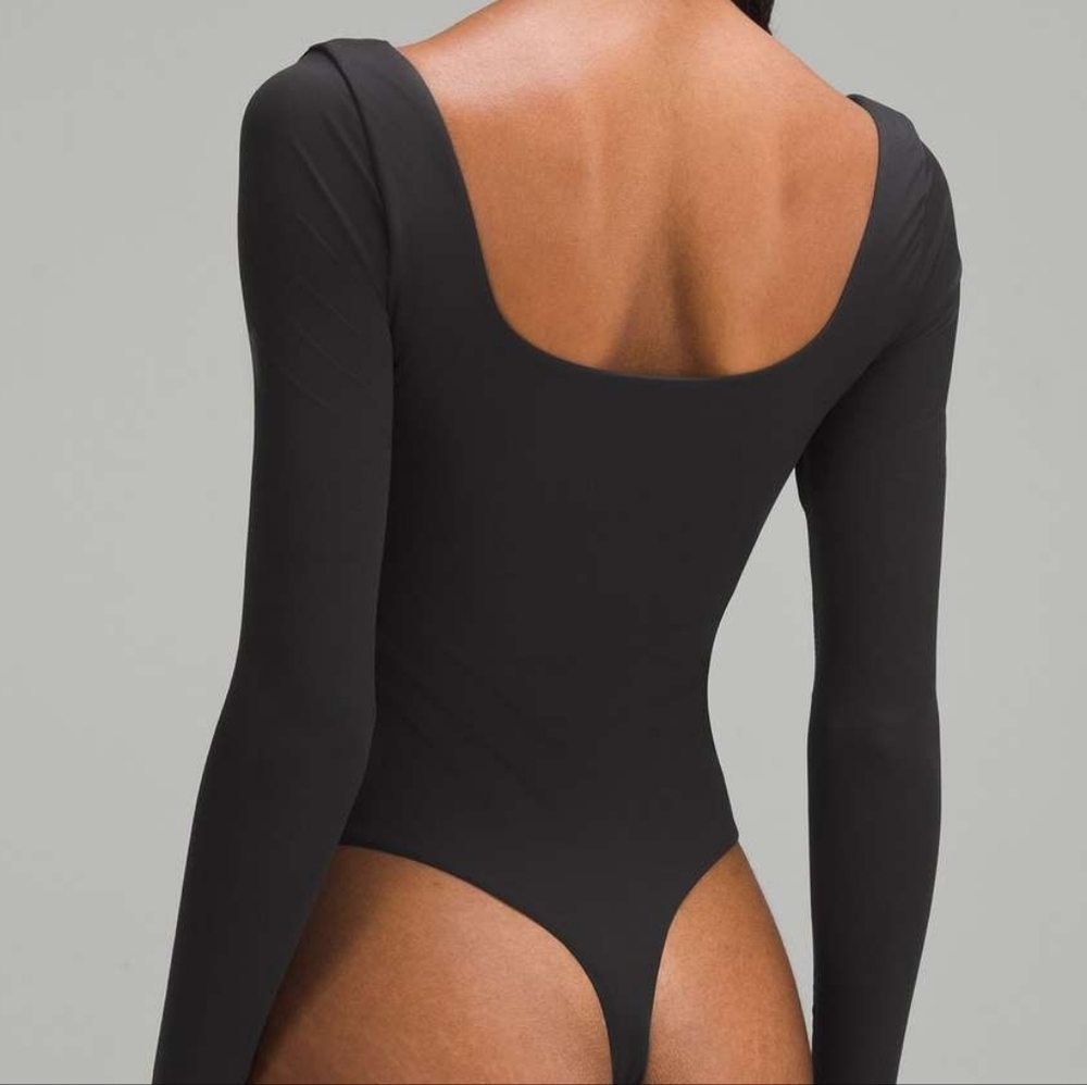 Lululemon Wundermost Ultra-Soft Nulu Square-Neck Long-Sleeve Bodysuit XL Neutral - Picture 2 of 14